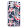 Coque souple transparente pour iPhone 11 - Flamants rose & fleurs