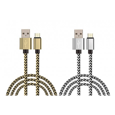 Lot de 2 câbles de charge et de synchronisation Micro USB - Gris et or