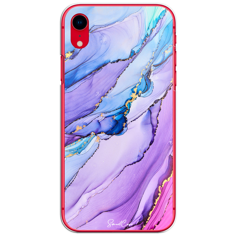 Coque souple transparente pour iPhone XR - Marbre mauve