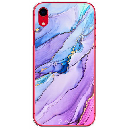 Coque souple transparente pour iPhone XR - Marbre mauve