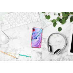 Coque souple transparente pour iPhone XR - Marbre mauve