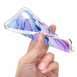 Coque souple transparente pour iPhone XR - Marbre mauve