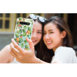 Coque souple transparente pour Samsung Galaxy S10 - Ananas & fleurs