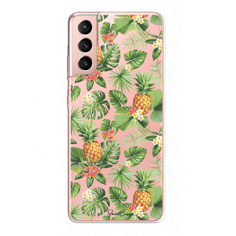 Coque souple transparente pour Samsung Galaxy S21 5G - Ananas & fleurs