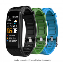 Bracelet connecte avec 3 bracelets interchangeables avec...