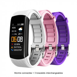 Bracelet connecte avec 3 bracelets interchangeables avec...