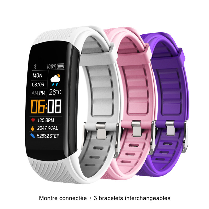 Bracelet connecte avec 3 bracelets interchangeables avec...