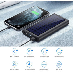 Power bank solaire portable avec charge rapide et haute capacite...
