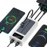 Power bank solaire portable 20 000 mAh avec cables integres - Blanc