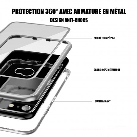 Coque intégrale magnétique iPhone 6/6S - Argent