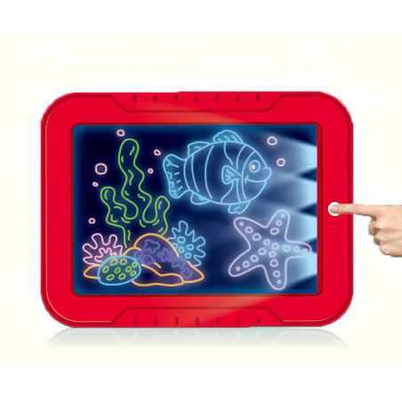 Tablette electronique magique fluorescente avec lumiere LED - Rouge