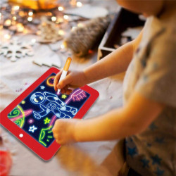 Tablette electronique magique fluorescente avec lumiere LED - Rouge
