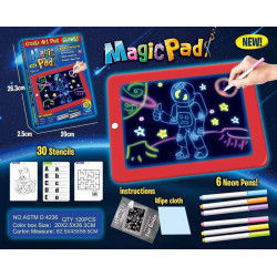 Tablette electronique magique fluorescente avec lumiere LED - Rouge