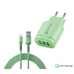 Chargeur mural universel 3 USB avec charge rapide 5V3A + cable USB...