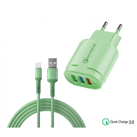 Chargeur mural universel 3 USB avec charge rapide 5V3A + cable USB...