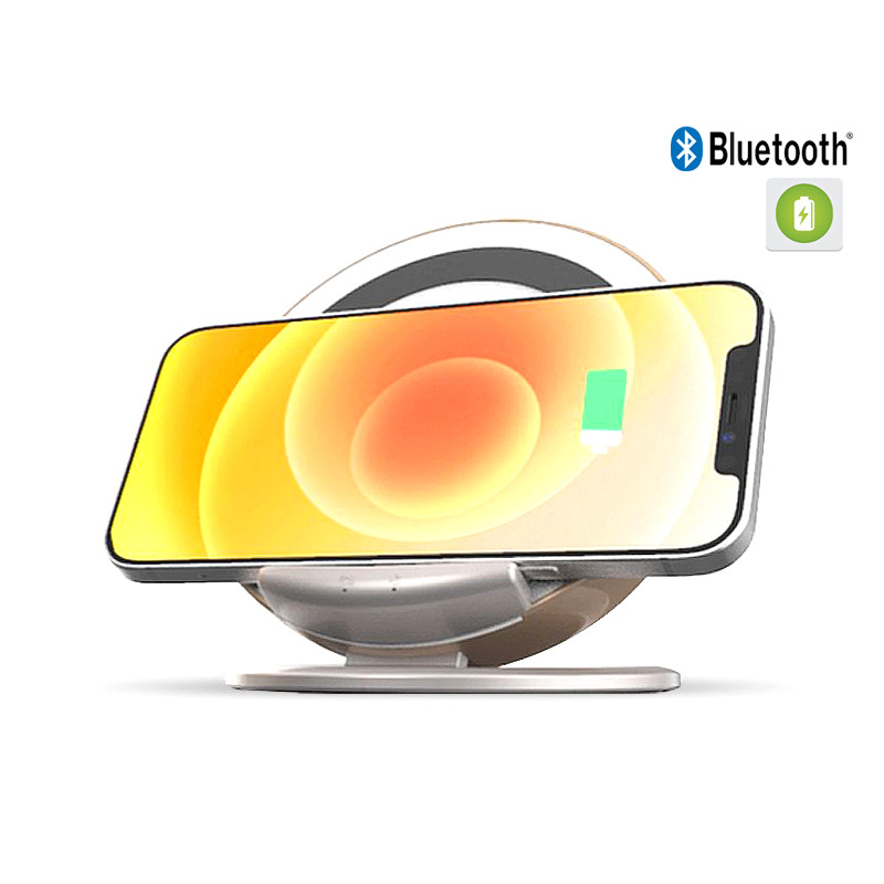 Support mobile avec charge sans fil et haut - parleur Bluetooth - Or