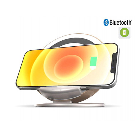 Support mobile avec charge sans fil et haut - parleur Bluetooth - Or