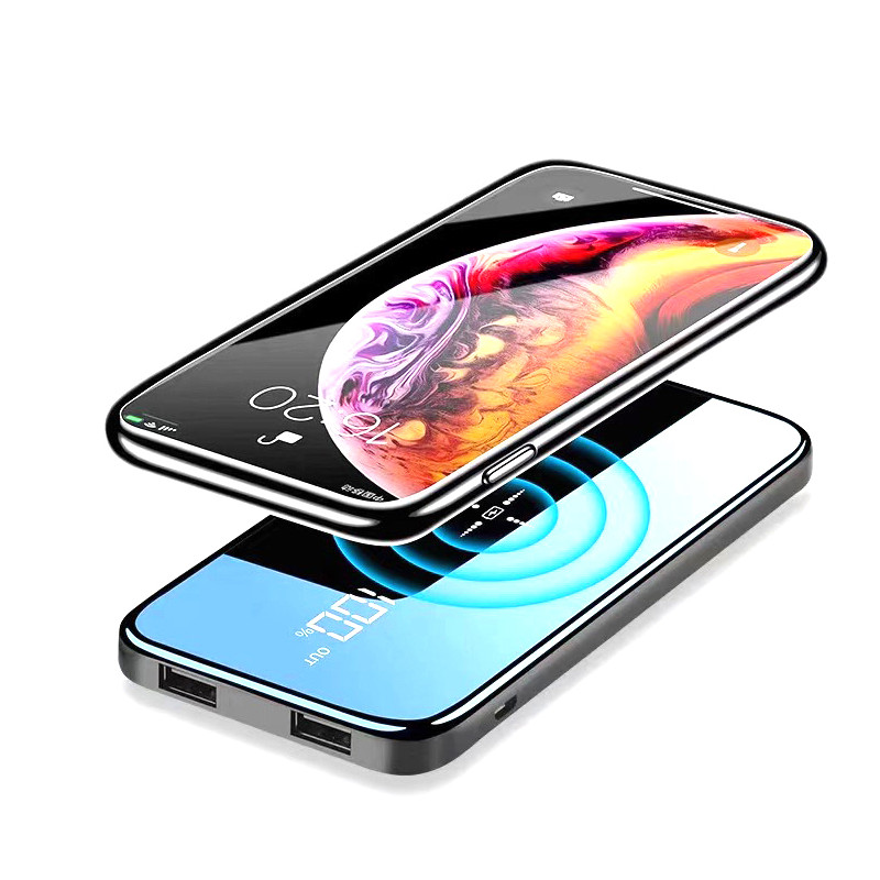 Power Bank a induction sans fil QI 10000 mAh - Verre trempe