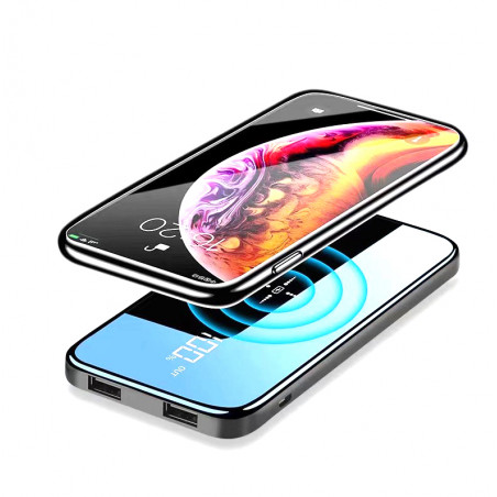 Power Bank a induction sans fil QI 10000 mAh - Verre trempe