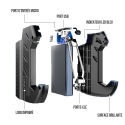 Power bank portable Power Bank 5 000 mAh avec mousqueton - Noir
