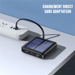 Mini power bank solaire 20 000 mAh avec cables integres Lightning...
