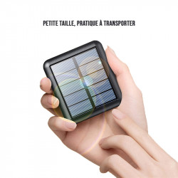 Mini power bank solaire 20 000 mAh avec cables integres Lightning...