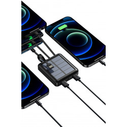 Mini power bank solaire 20 000 mAh avec cables integres Lightning...