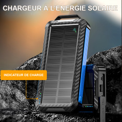 Power bank solaire portable 20 000 mAh avec prises integrees...