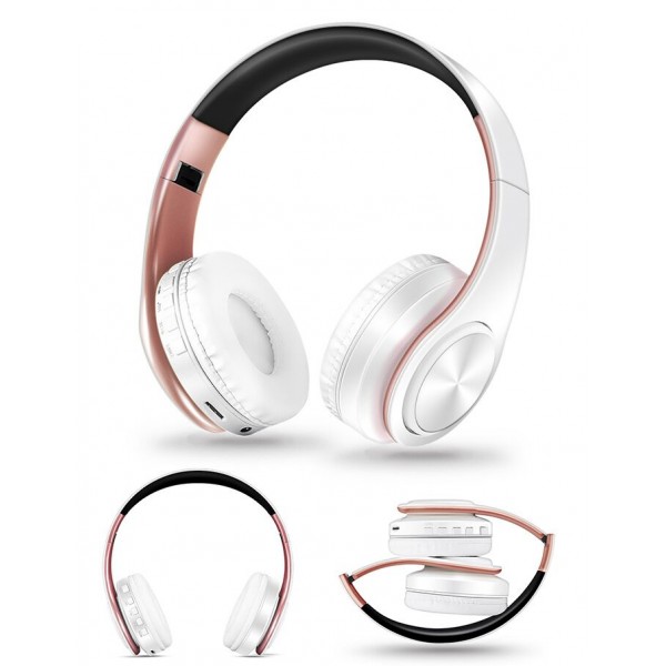 Casque audio Bluetooth - Blanc & rose or