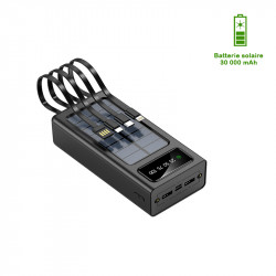 Power bank solaire portable solaire 30 000 mAh avec 3 cables...