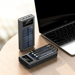 Power bank solaire portable solaire 30 000 mAh avec 3 cables...