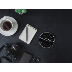 Chargeur a induction sans fil avec indicateur LED argent - Marbre noir