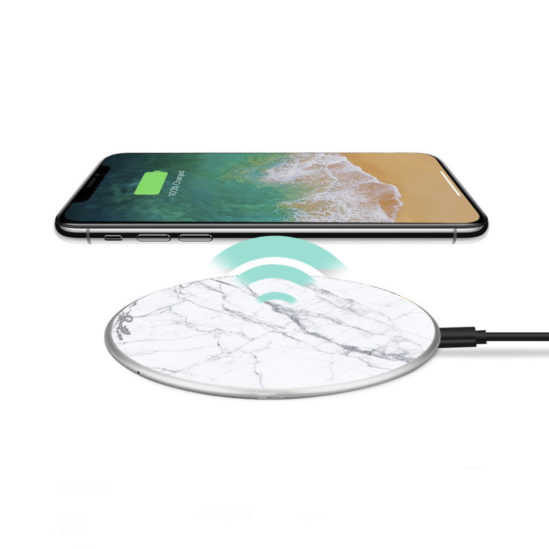 Chargeur a induction sans fil avec indicateur LED argent - Marbre...