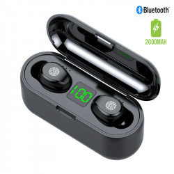 Ecouteurs stereo sans fil Bluetooth 2000mAh - Noir