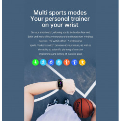 Montre Bluetooth connectee multi fonctions - Silicone noir