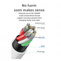 Cable de charge rapide et de synchronisation Type C vers Lightning...