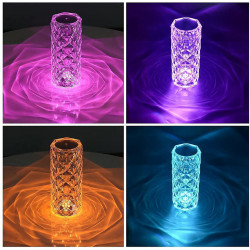 Cylindre decoratif en cristal avec lampe LED 16 couleurs changeantes