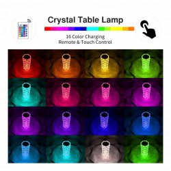 Cylindre decoratif en cristal avec lampe LED 16 couleurs changeantes