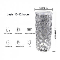 Cylindre decoratif en cristal avec lampe LED 16 couleurs changeantes