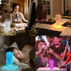 Cylindre decoratif en cristal avec lampe LED 16 couleurs changeantes