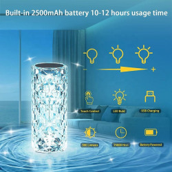Cylindre decoratif en cristal avec lampe LED 16 couleurs changeantes