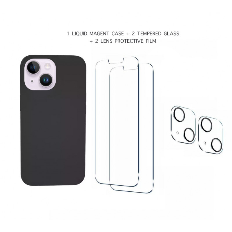Pack iPhone 14 PLUS : 2 vitres avant en verre trempe + 2 vitres...