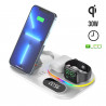 Station de charge sans fil 30W 4 en 1 avec horloge LED et lumiere...