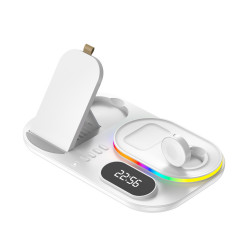 Station de charge sans fil 30W 4 en 1 avec horloge LED et lumiere...