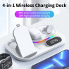 Station de charge sans fil 30W 4 en 1 avec horloge LED et lumiere...
