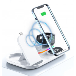 Station de charge sans fil 30W 4 en 1 avec horloge LED et lumiere...