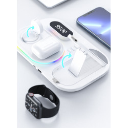 Station de charge sans fil 30W 4 en 1 avec horloge LED et lumiere...