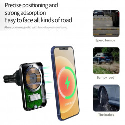 Support voiture pour mobile avec chargeur de telephone sans fil ...