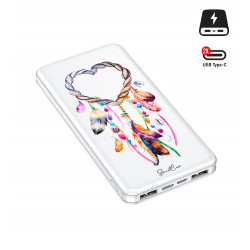 Power bank double USB blanche - Attrape reve c ur