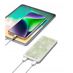 Power bank double USB blanche - Palmier vert